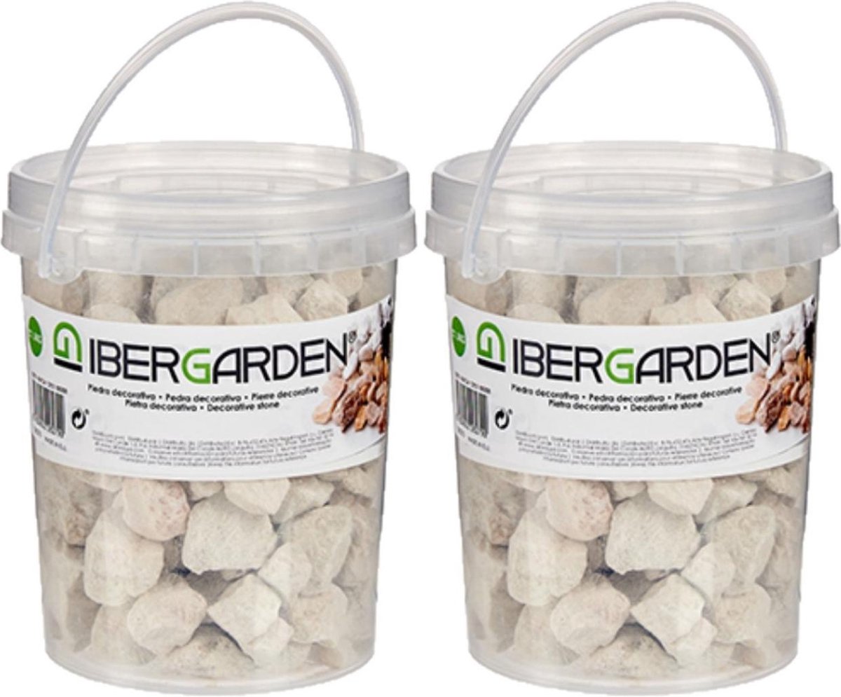 2x pakjes decoratie steentjes/kiezels beige klein 1,5 kg - Aquarium bodembedekking