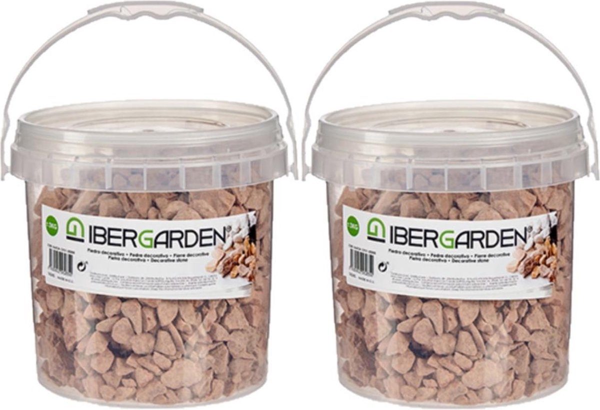 2x pakjes decoratie steentjes/kiezels terracotta grof 3 kg - Aquarium bodembedekking