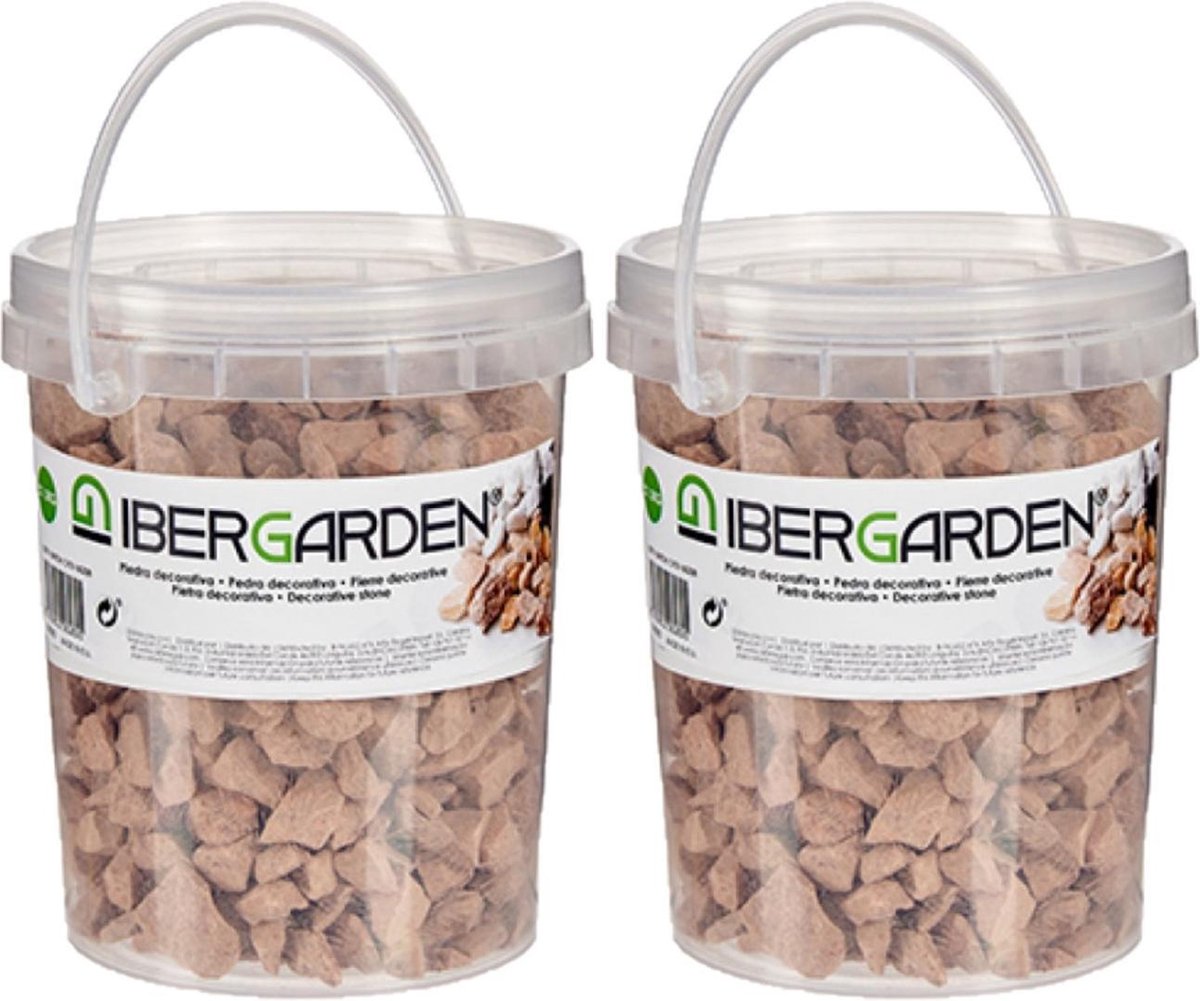 2x pakjes decoratie steentjes/kiezels terracotta klein 1,5 kg - Aquarium bodembedekking