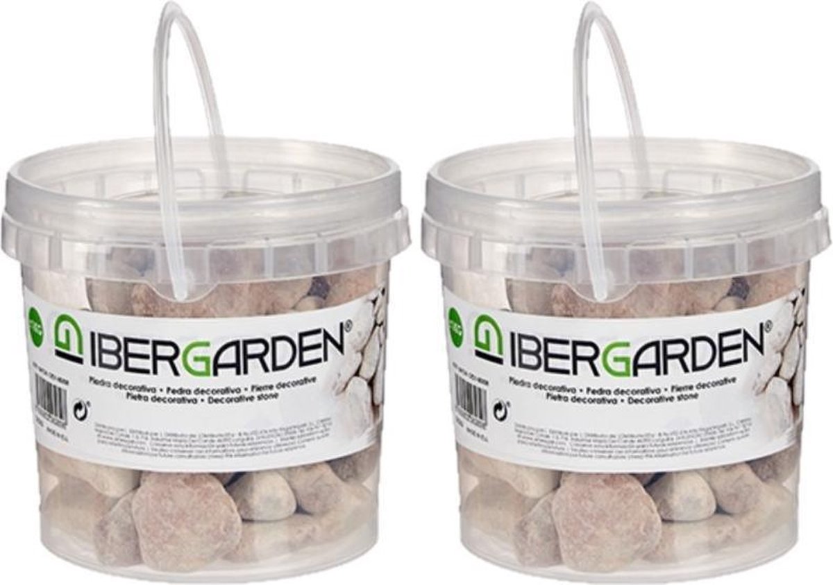 2x pakjes decoratie stenen/kiezels terracotta 1 kg - Aquarium bodembedekking