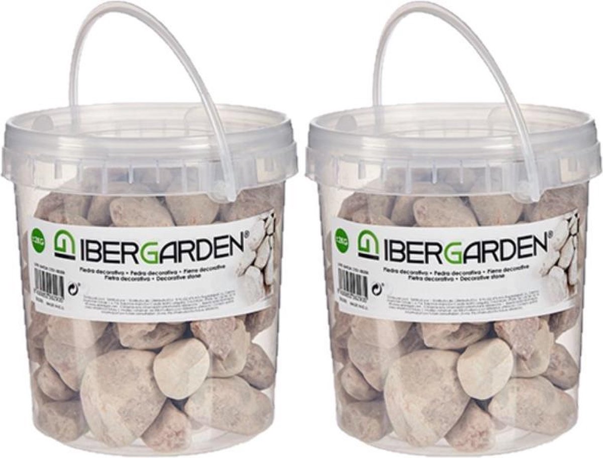 2x pakjes decoratie stenen/kiezels terracotta 2 kg - Aquarium bodembedekking