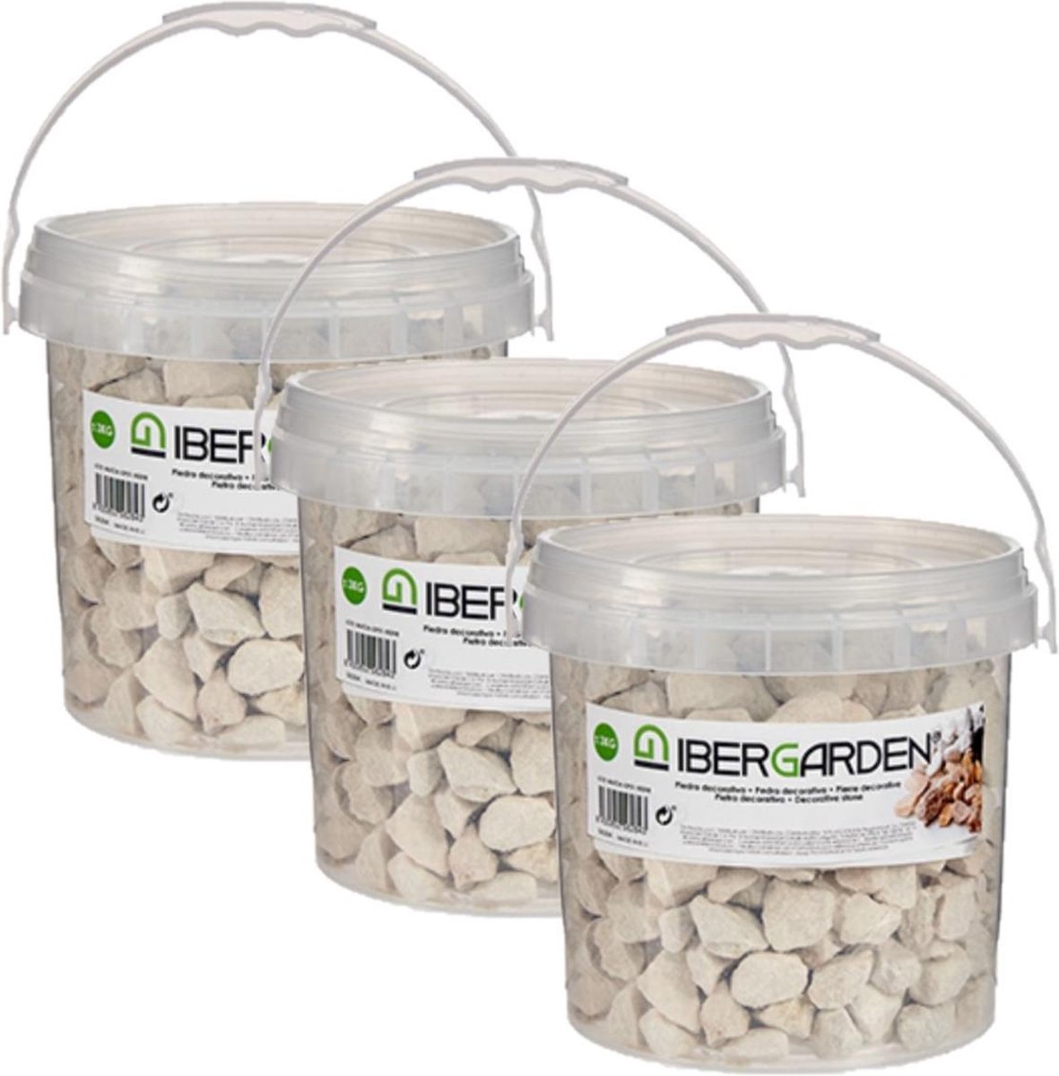 3x pakjes decoratie steentjes/kiezels beige grof 3 kg - Aquarium bodembedekking