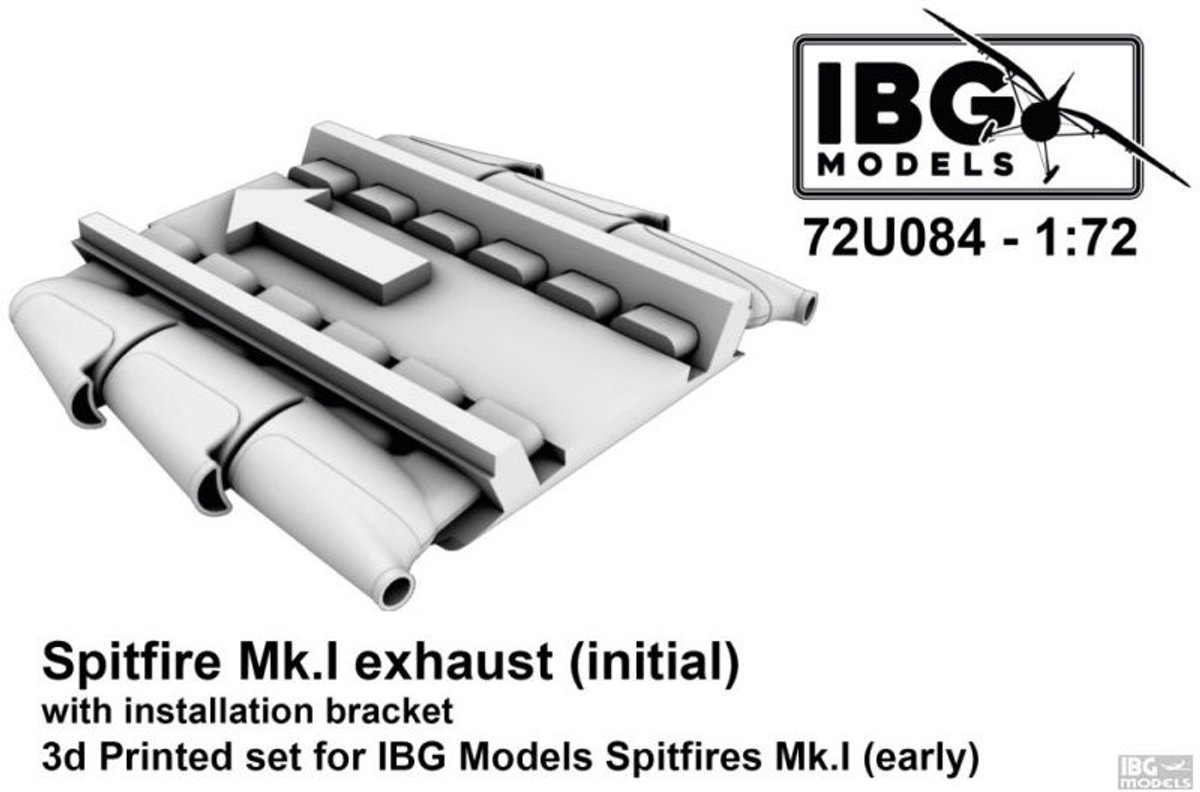 IBG Models Modelbouwpakket - 72U084 Supermarine Spitfire Mk.I Uitlaat Vroege Versie voor IBG Modellen - Detailset Resin onderdeel - 1:72 -