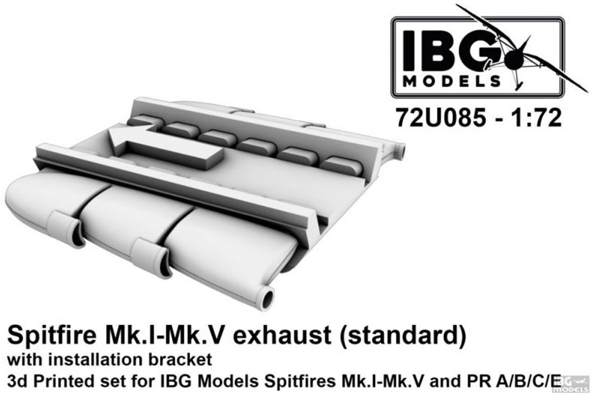 IBG Models Modelbouwpakket - 72U085 Supermarine Spitfire Mk.I-Mk.V - PR Type A/B/C/E Uitlaten voor IBG Modellen - Detailset Resin onderdeel - 1:72 -