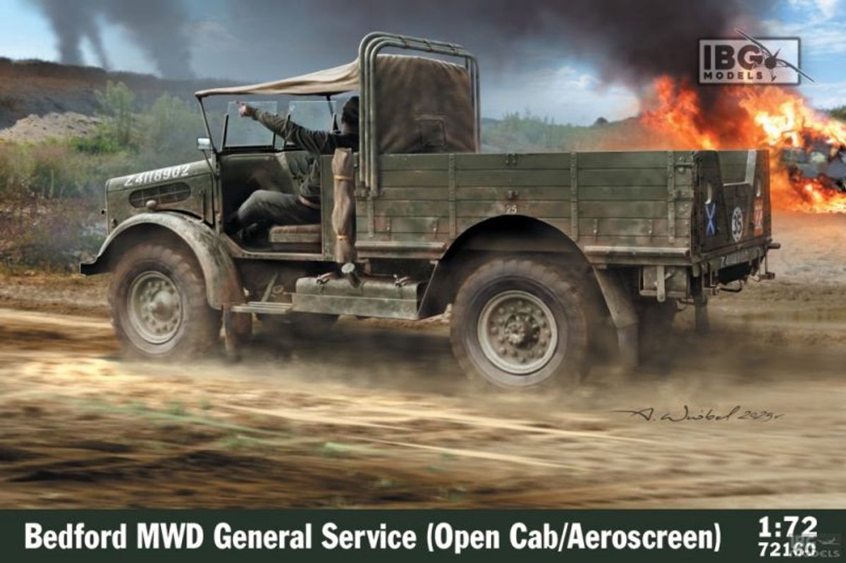 IBG Models Modelbouwpakket Auto - 72160 Bedford MWD General Service - Open Cabine/Windscherm - Brits Militair Voertuig Plastic - 1:72 -
