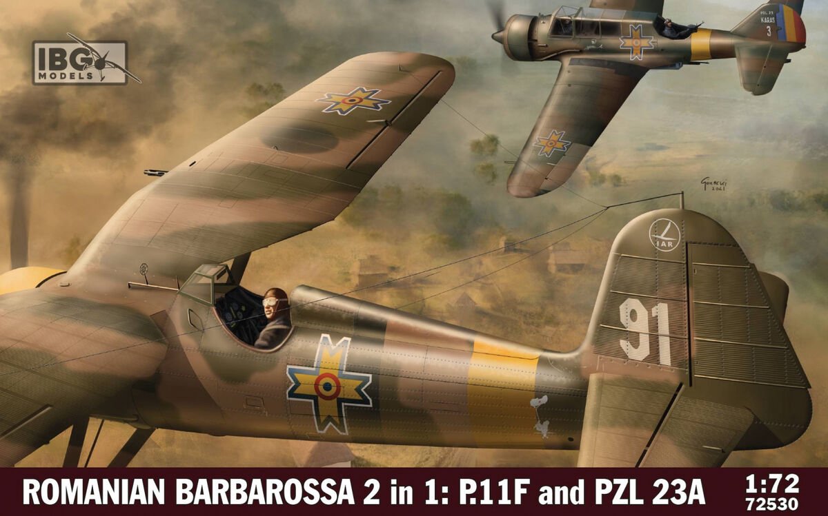 IBG Models Modelbouwpakket Militaire voertuigen - 72530 Romanian Barbarossa - PZL/IAR P.11F - PZL.23 Karaś - 2 in 1 Plastic - 1:72 -