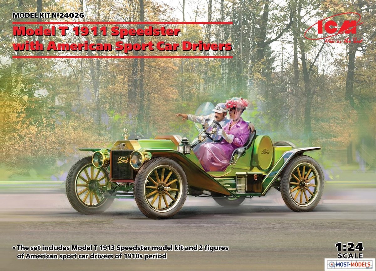 1:24 ICM 24026 Model T 1913 Speedster with American Sport Car Drivers
