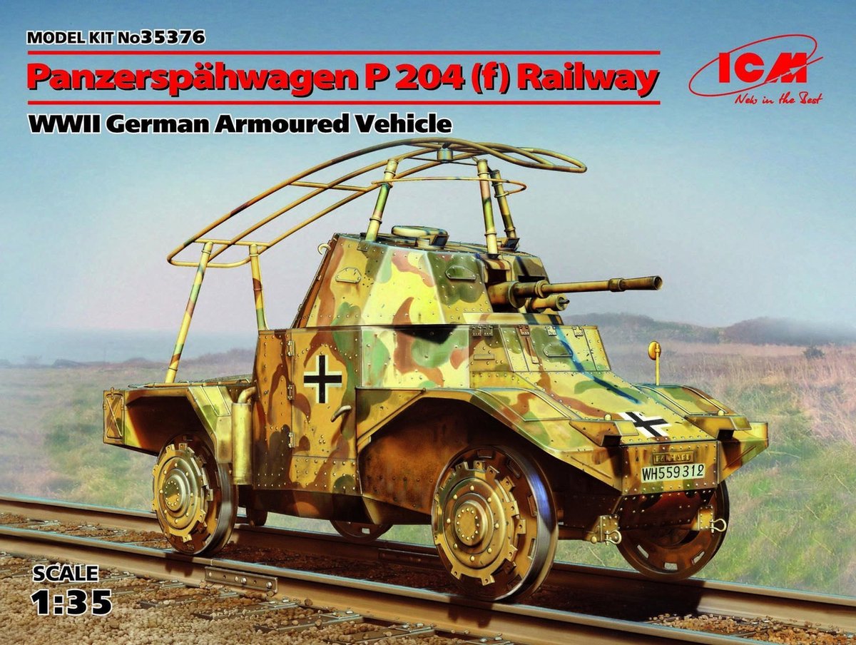 1:35 ICM 35376 Panzerspähwagen P204(f) Railway, WWII German Armoured Veh. Plastic kit