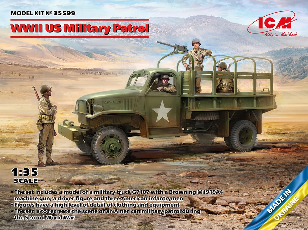1:35 ICM 35599 WWII US Military Patrol - G7107 with MG M1919A4 Plastic kit