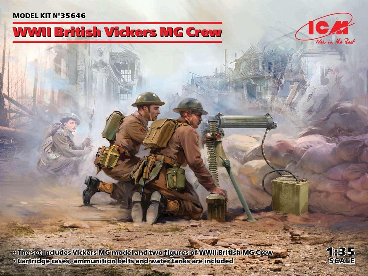1:35 ICM 35646 WWII British Vickers MG Crew (Vickers MG & 2 figures) Plastic kit
