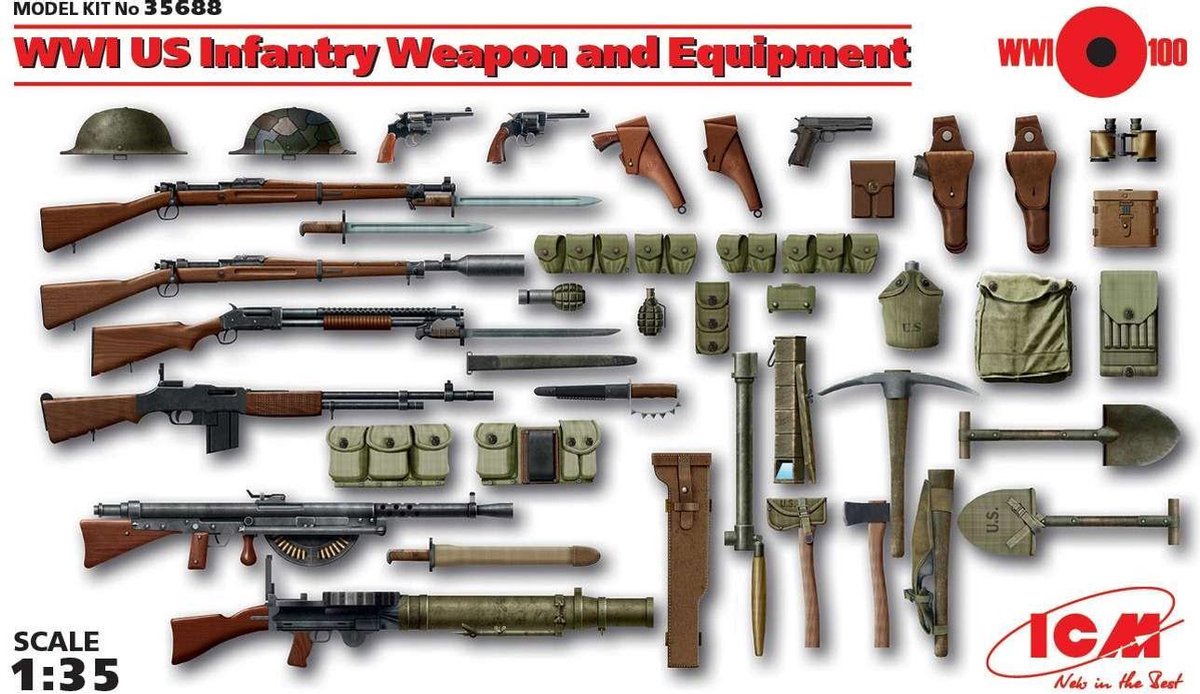 1:35 ICM 35688 WWI US Infantry Weapon and Equipment Plastic kit