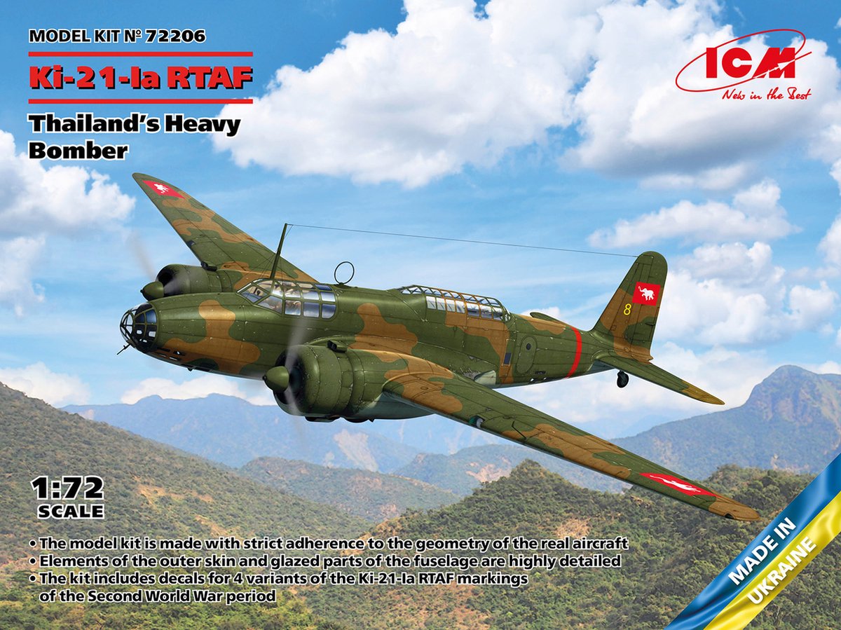 1:72 ICM 72206 Mitsubishi Ki-21-Ia RTAF - Thailands Heavy Bomber Plastic kit