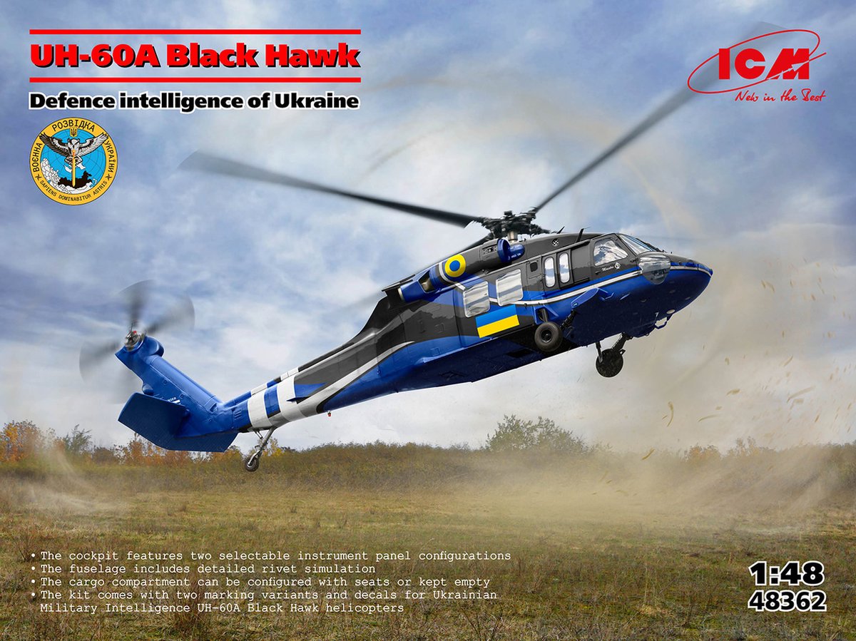 ICM Modelbouwpakket Militaire voertuigen - 48362 Sikorsky S-70 - UH-60A Black Hawk - Defensie-inlichtingendienst van Oekraïne Plastic - 1:48 -