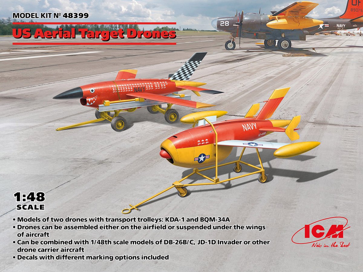 ICM Modelbouwpakket Militaire voertuigen - 48399 US Aerial Target Drones - Ryan Firebee Plastic - 1:48 -