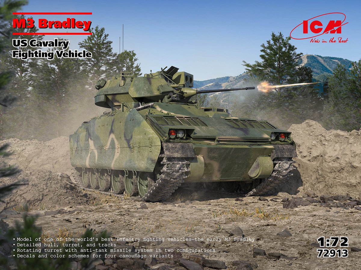 ICM Modelbouwpakket Militaire voertuigen - 72913 M3 Bradley - Amerikaans Cavaleriegevechtsvoertuig Plastic - 1:72 - Modelbouw
