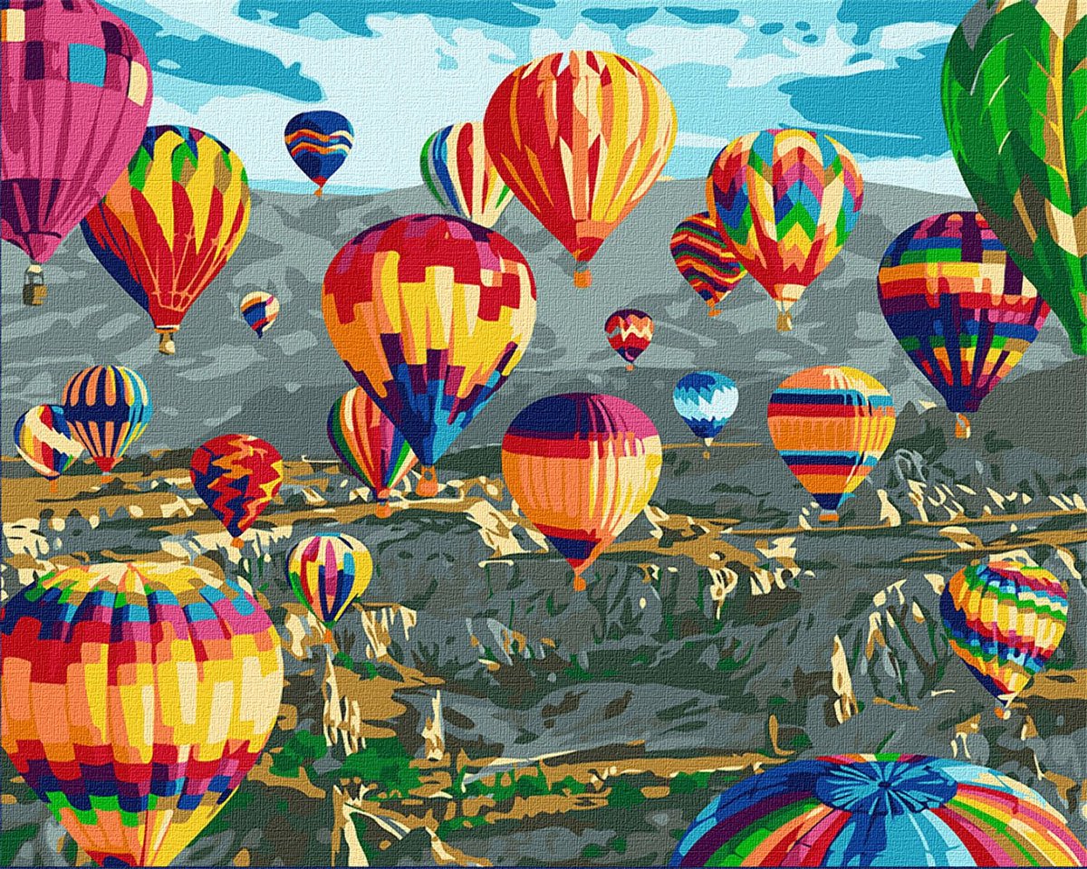 Schilderen op Nummer voor Volwassenen - Ontdek de Magie van Luchtballonnen – 40x50 cm - Moeilijkheidsgraad 5/5 - Op Frame