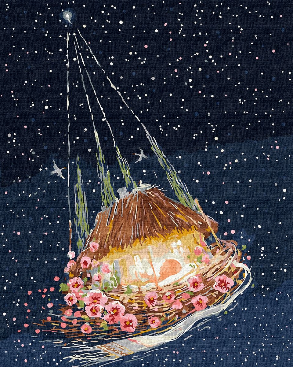 Schilderen op nummer - Droomhuis onder sterren - Op frame - 40x50 cm