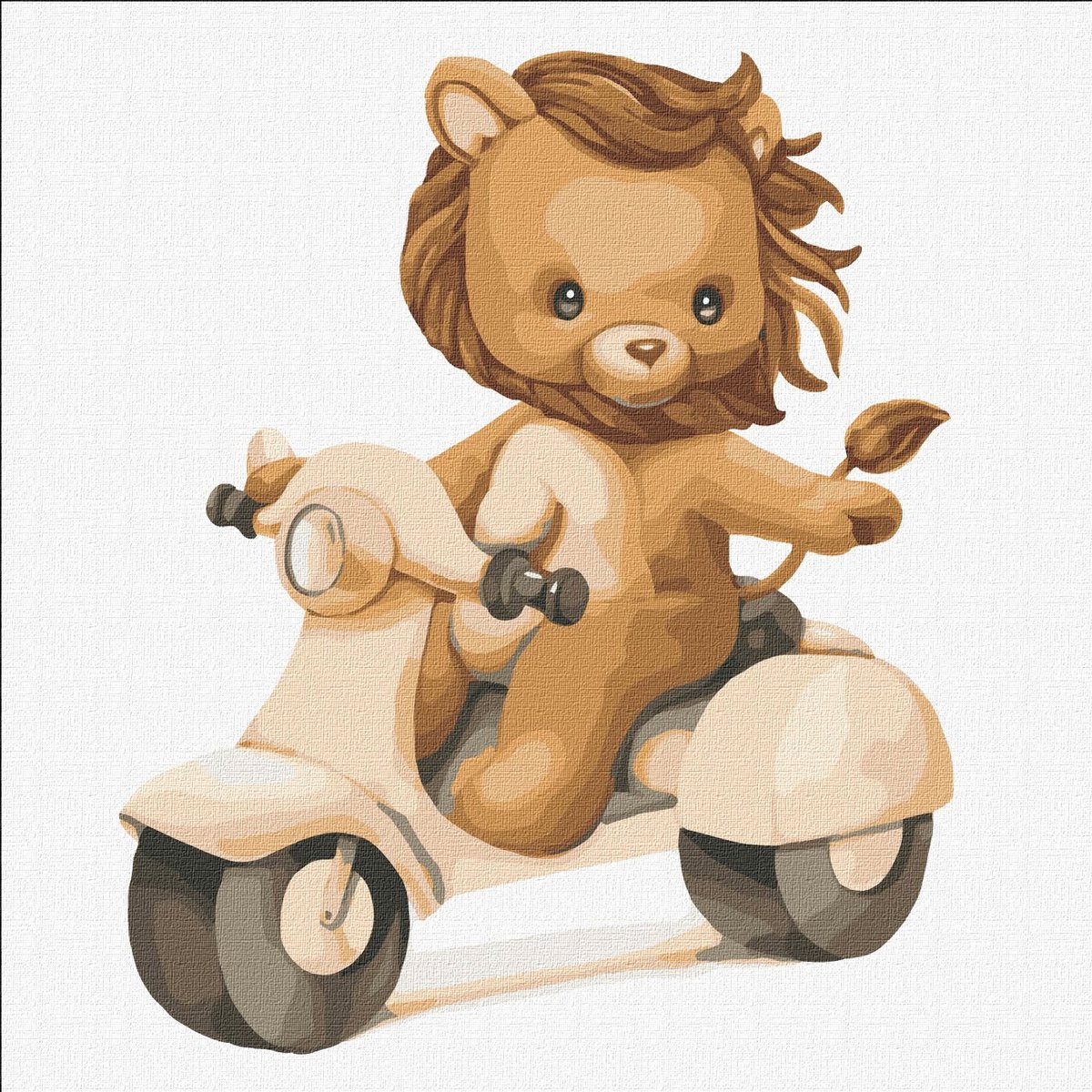 Schilderen op nummer - Paint by numbers - The Future Biker - Leeuw op een motor - Roze - 30cm x 30cm