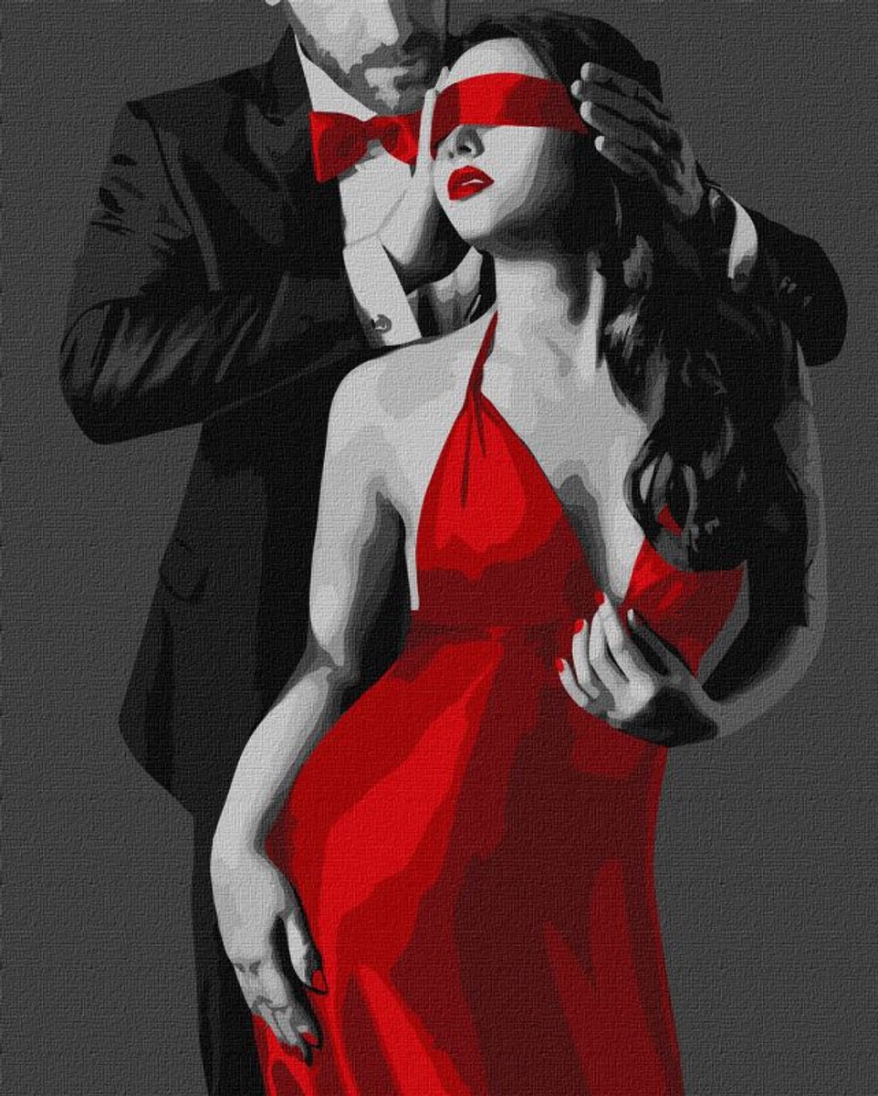 Schilderen op nummer - Paint by numbers - The colour of passion - Sensueel koppel - 40cm x 50cm