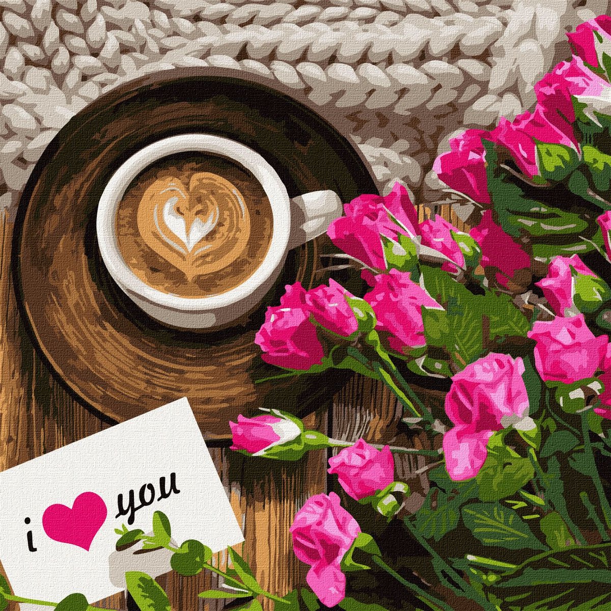 Schilderen op nummer - Romantische Ochtend - Ideyka - 40x40 cm - Op Frame