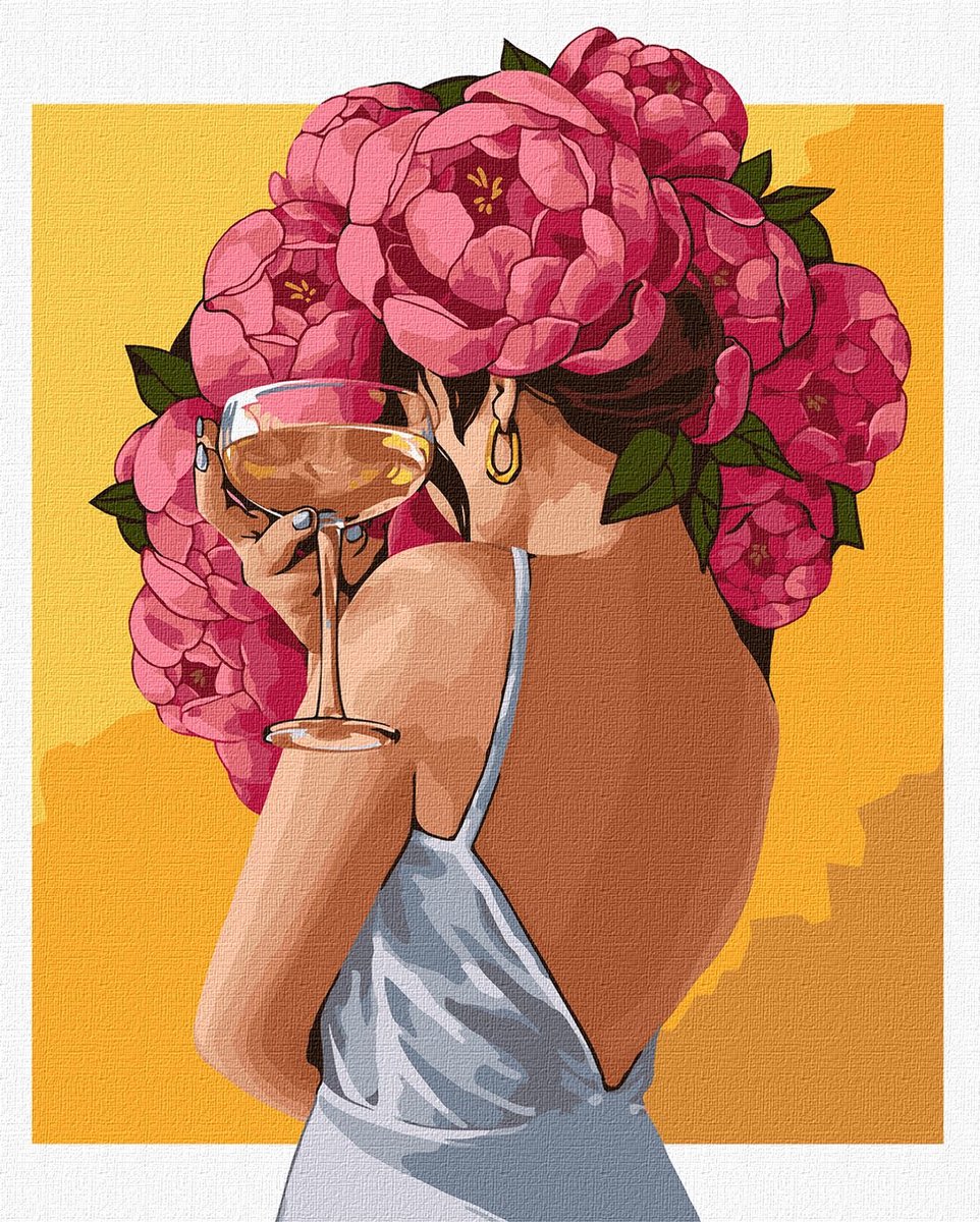 Schilderen op nummer voor Volwassenen - Elegantie in Bloemen - Ideyka - 40x50cm - Op Frame