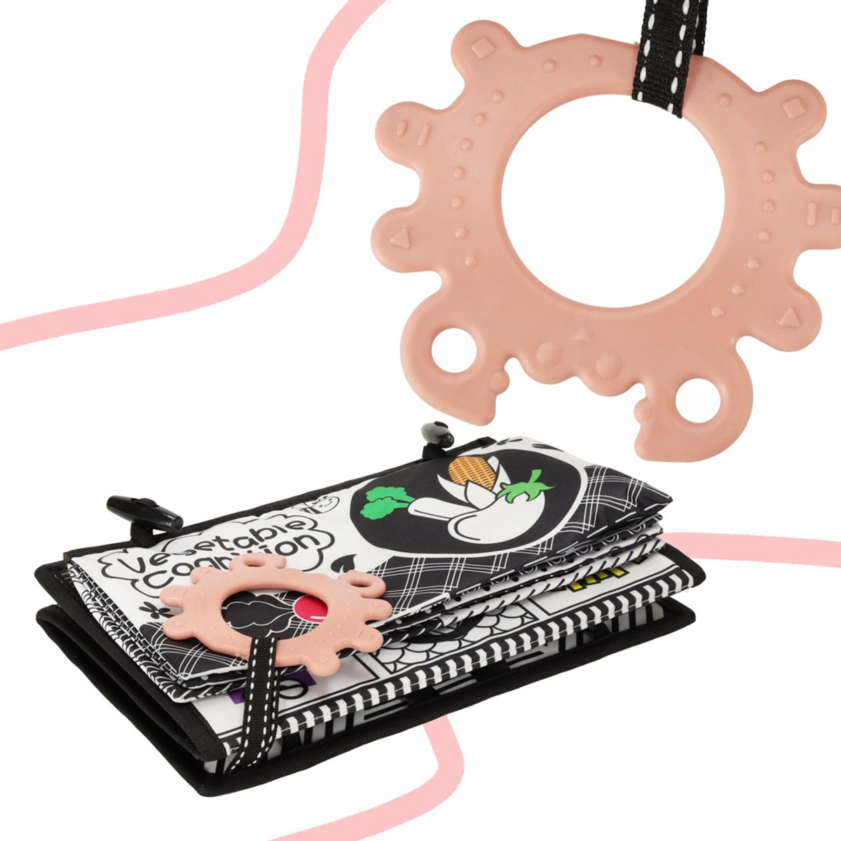 Contrast Boekje - Knisperboekje - Tummy Time Baby Speelgoed - Tummy Time - Zwart Wit Contrast Boek - Montessori Speelgoed - Sensorisch Speelgoed