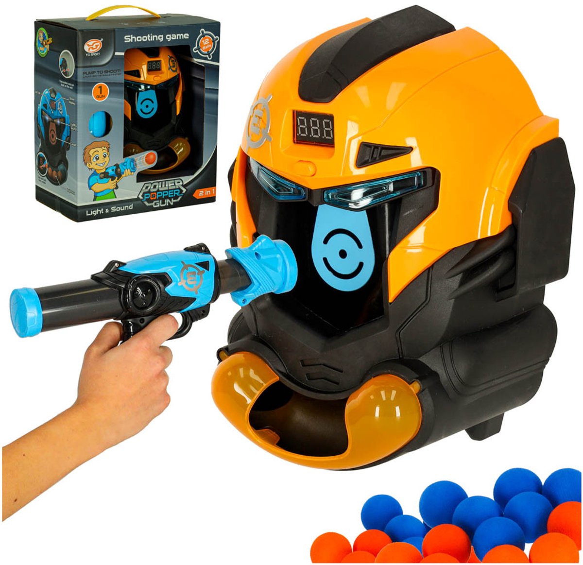 Robot Arcade Schietspel voor Kinderen – Pistool met 12 Schuimballen & LCD Score Teller – Licht & Geluid – Schietspel Speelgoed 3+