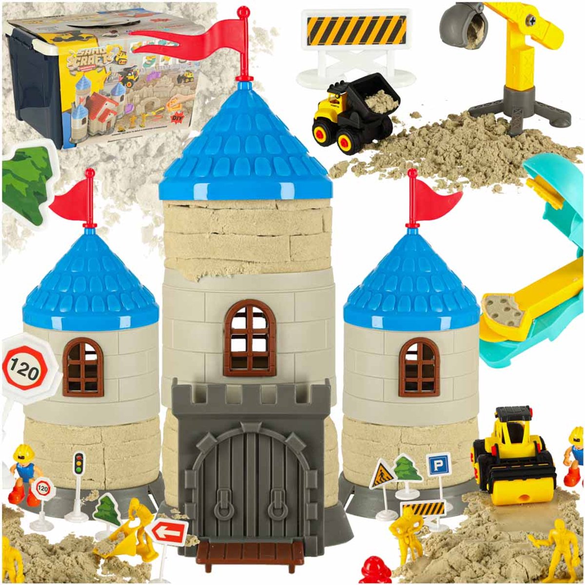 Speelzand - Magic Sand - 1100 Gram - Kasteelset - Inclusief Vormpjes en Accesoires - Sensorisch Speelgoed