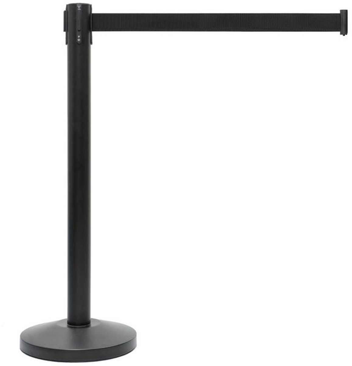 Afzetpaal met trekband - Zwarte afzetpaaltjes met zwart lint - 200 cm