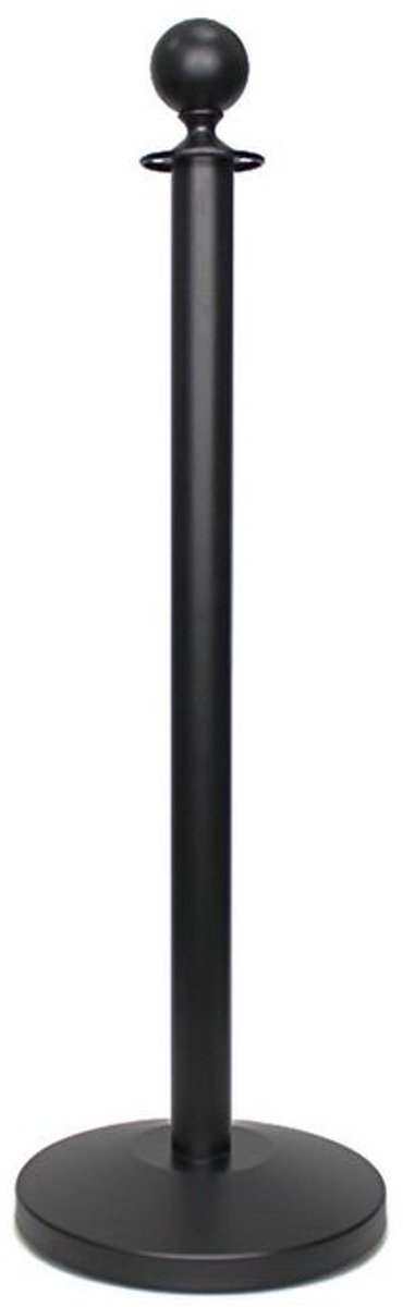 Afzetpaal voor een rode loper - Zwart - Ronde knop