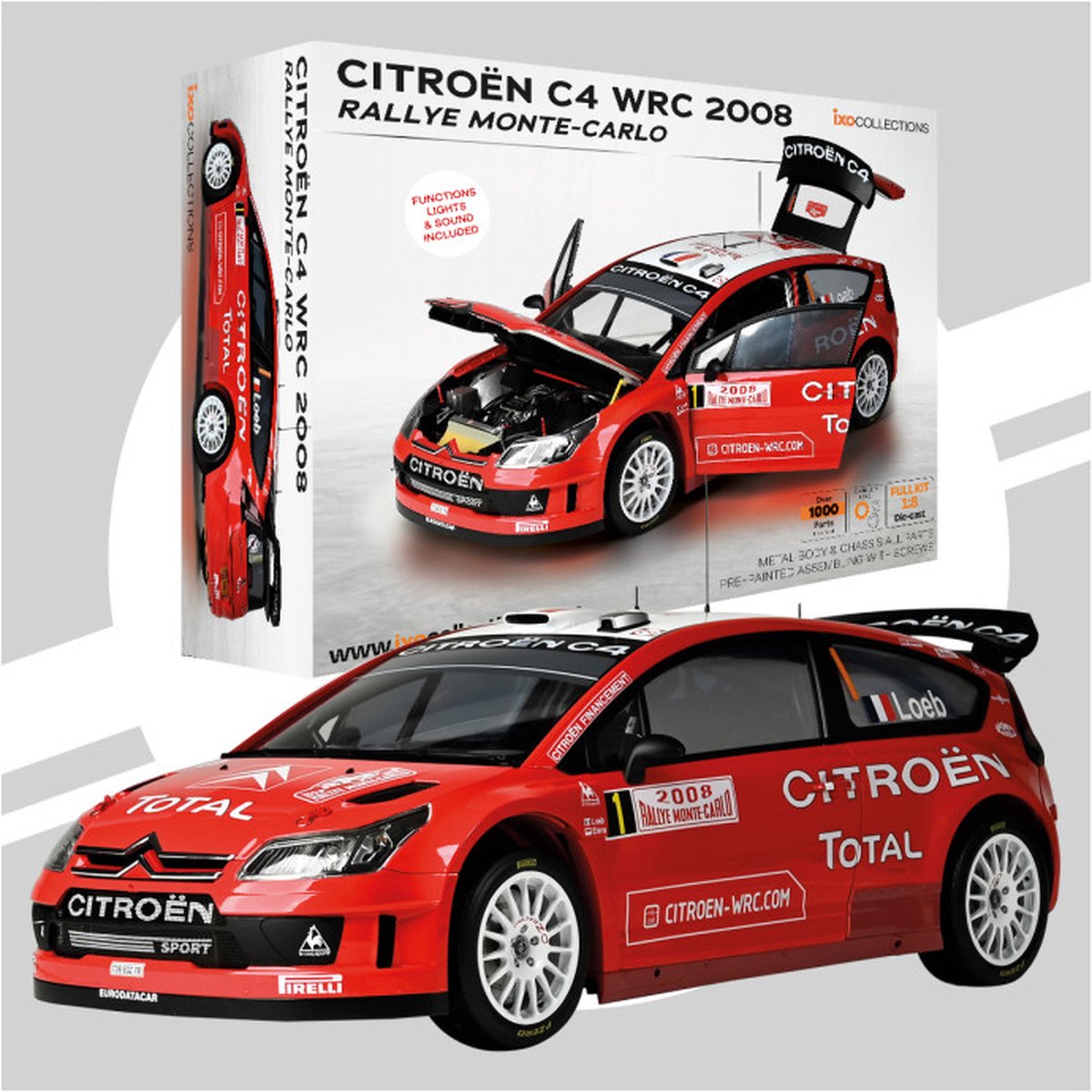 IXO Collections Modelbouwpakket - 020 Citroën C4 WRC 2008 - Rallye Monte-Carlo - Rallye Auto Metalen - 1:8 -