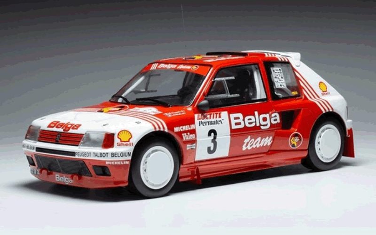 Peugeot 205 T16 Belga Rallye Ieper 1985 - Ixo modelauto 1:18