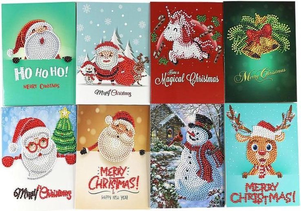 Diamond Painting Pakket - Kerstkaarten 8 Stuks - Christmas - Kerst