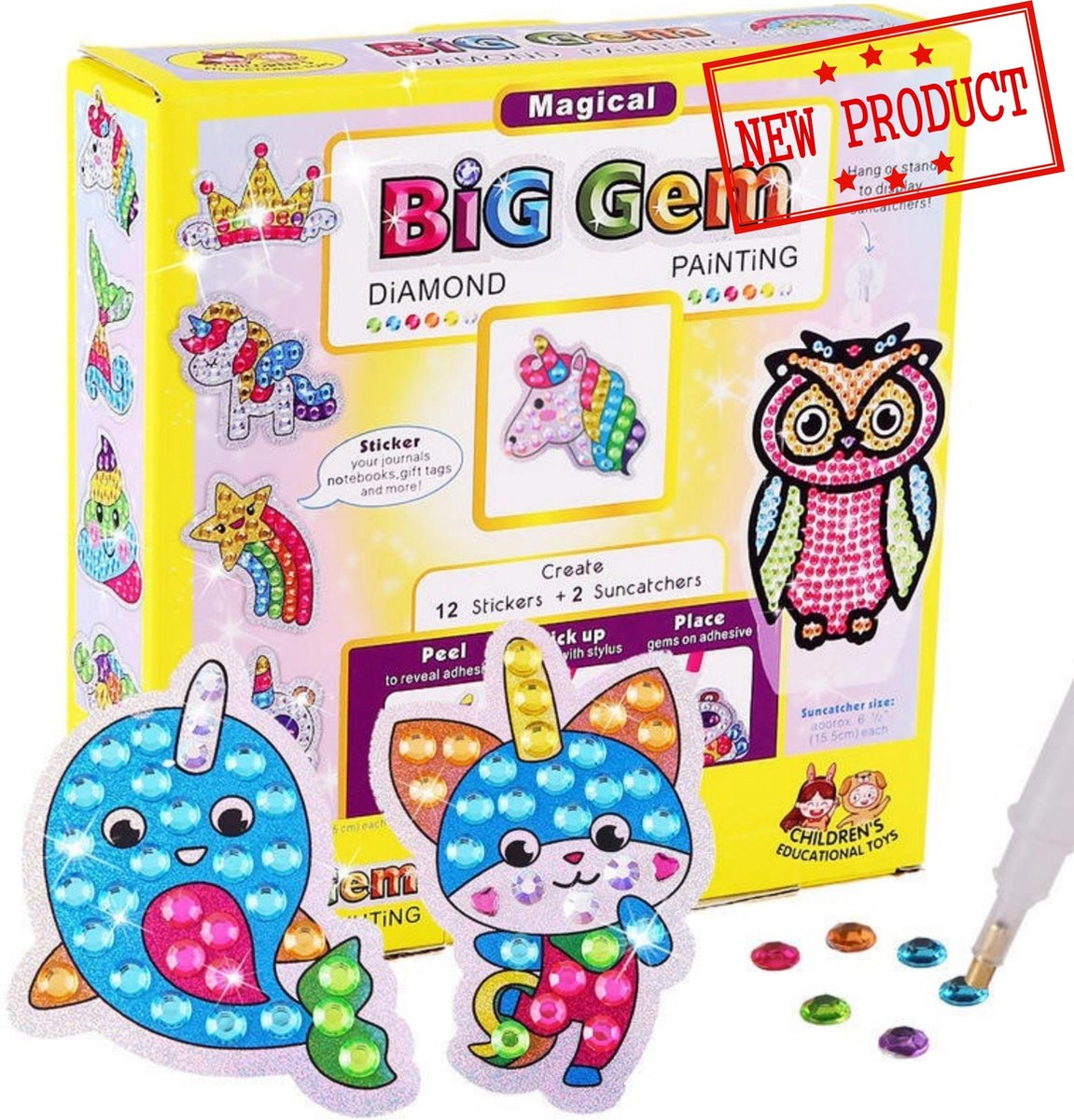 Diamond Painting Stickers Kinderen - Dieren - Plakken op Ramen Tassen Boeken