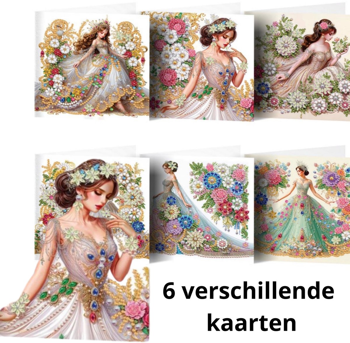 IZGO Diamond Painting Kaarten – 6 Wenskaarten met envelop - Zonder Tekst - Volwassenen – Volledig Hobby Pakket - Diamant schilderen