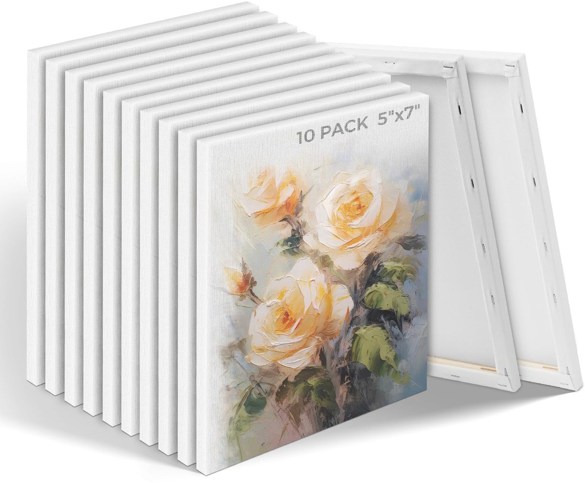 Ibenzoa® Canvas Schildersset 10 Stuks, Wit Canvas, 100% Katoen, 13x18cm & 20x25cm, Voor Acryl, Gouache & Aquarel