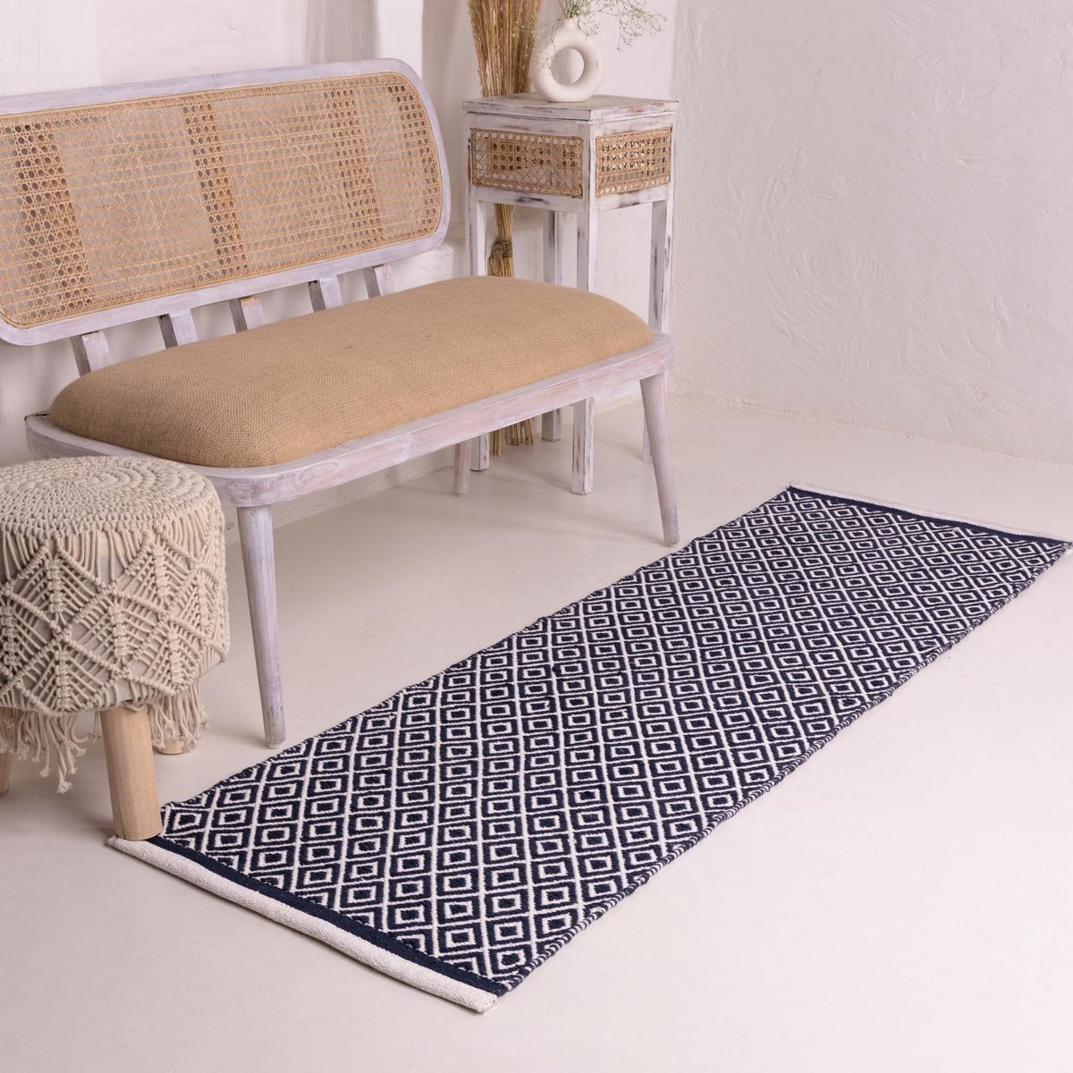 Ibenzoa® Jurk Blauw Omkeerbaar Geometrisch Vloerkleed 183 x 61 cm voor Diverse Ruimtes en Stijlen