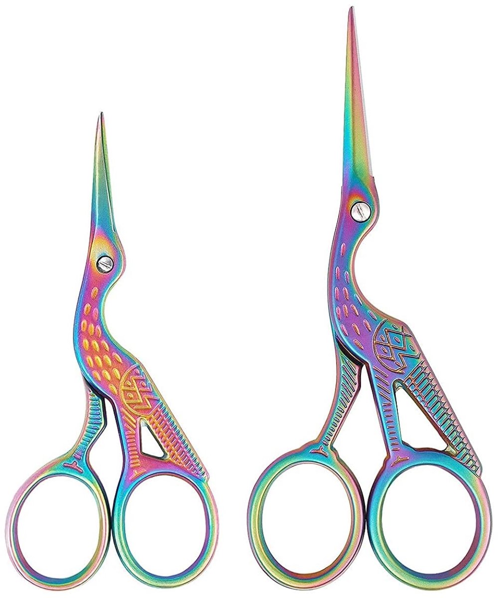 Ibenzoa® Multifunctionele Vintage Scharen Set voor Handwerk en Naaiprojecten, Titanium Coating, 2 Stuks