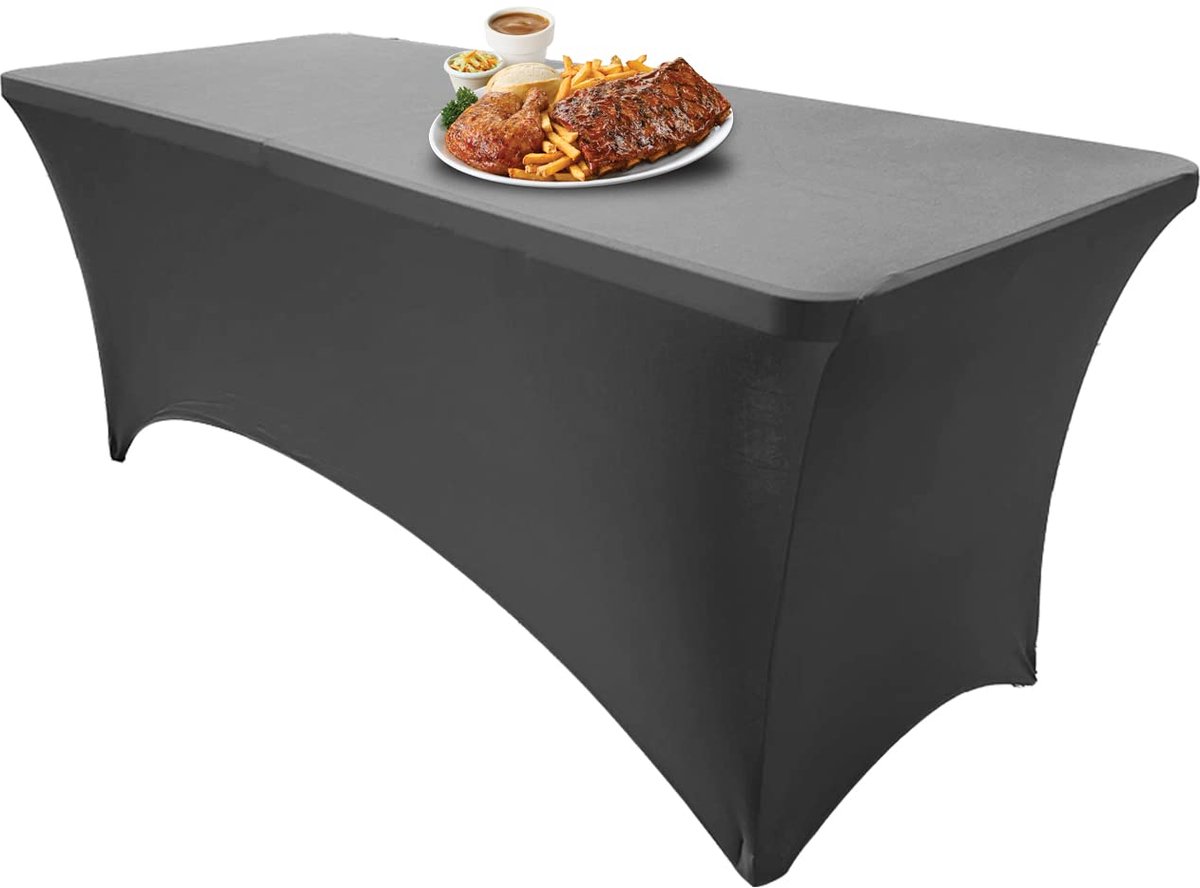 Ibenzoa® Rekbaar Tafelkleed 183x75cm, Donkergrijs, Polyester Spandex