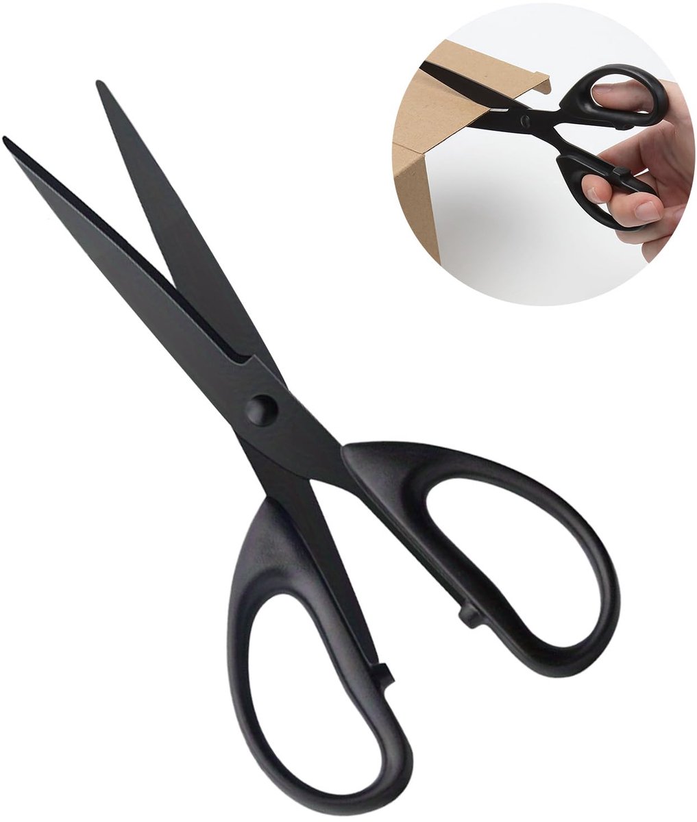 Ibenzoa® Veelzijdige Schaar met Anti-aanbaklaag en Roestvrij Staal voor Thuis en Kantoor (16 cm, Zwart)