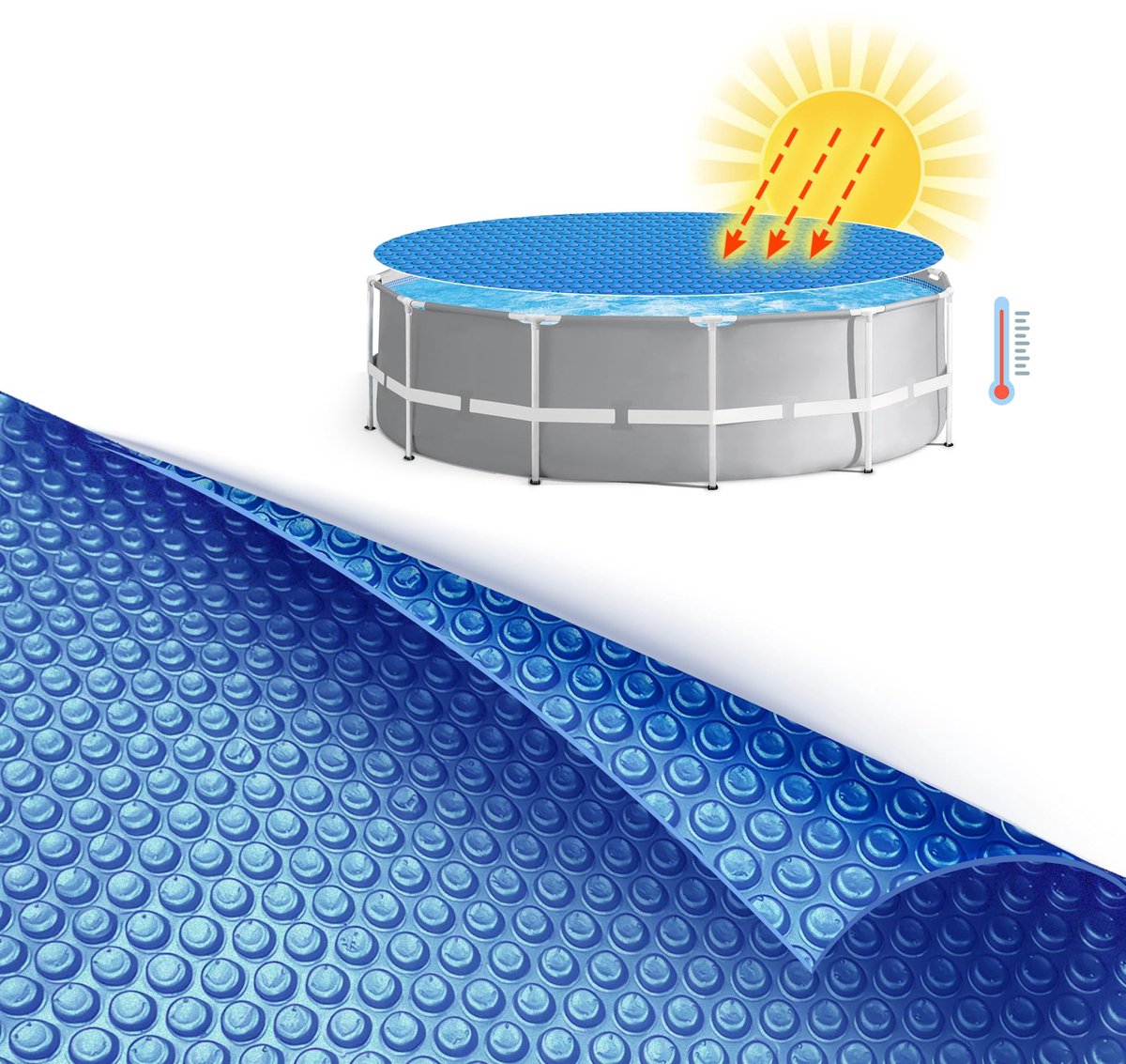 Ibenzoa® Zonne-energie zwembad afdekzeil van 549 cm voor efficiënte waterverwarming