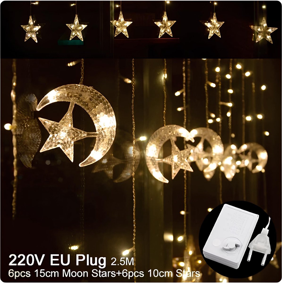 Ramadan Led Verlichting - Eid Decoratie Lichten 2.5m - Eid Mubarak Versiering- Suikerfeest - islamitische thema decoratieve LED - 12 Lampen