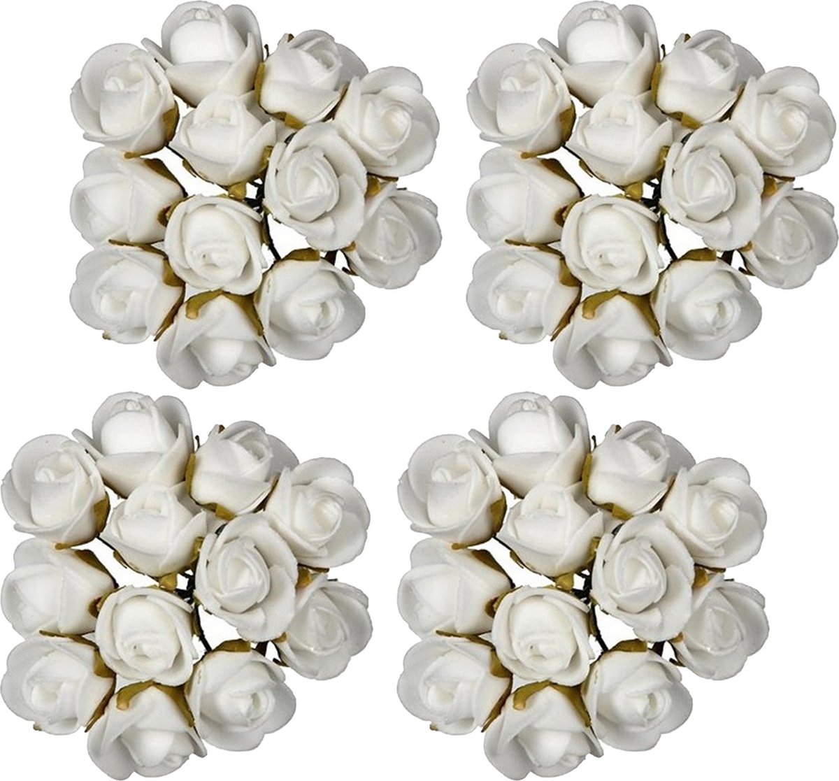 Ideas4Seasons Decoratie roosjes foam - 6x - bosje van 12 - wit - Dia 2 cm - hobby/DIY bloemetjes