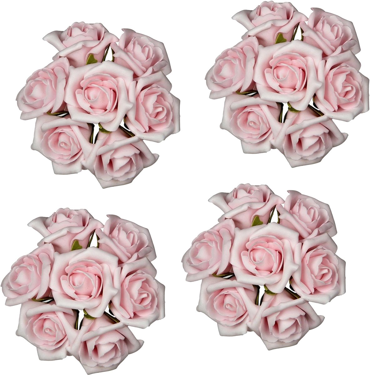 Ideas4seasons Decoratie roosjes foam - 10x - bosje van 7 - lichtroze - Dia 6 cm - hobby/DIY bloemetjes