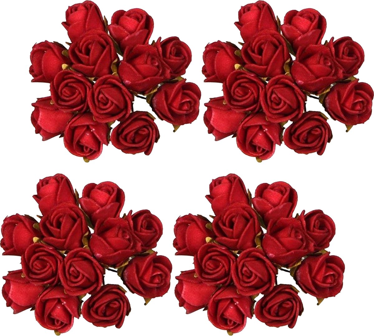 Ideas4seasons Decoratie roosjes foam - 6x - bosje van 12 - rood - Dia 2 cm - hobby/DIY bloemetjes