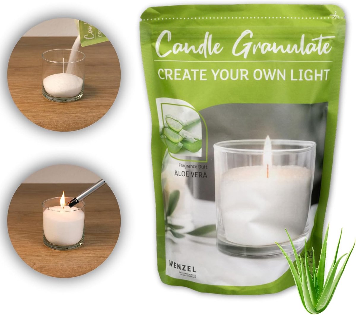 Wenzel - Burning Sand - Aloe Vera - Kaars was - incl 4 lonten - 400gram