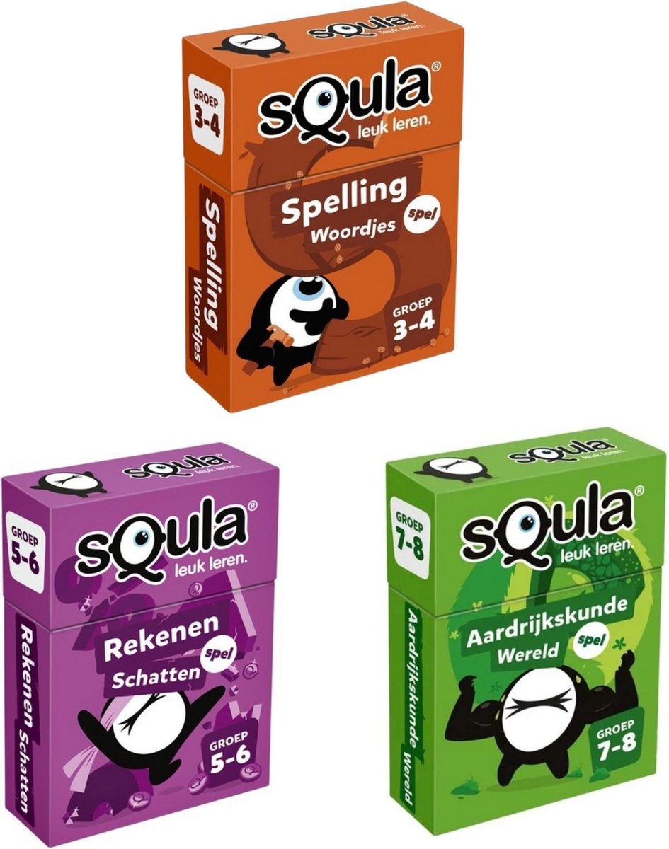 Educatieve spellenbundel - Squla Kaartspellen - 3 stuks - Groep 3 t/m 8