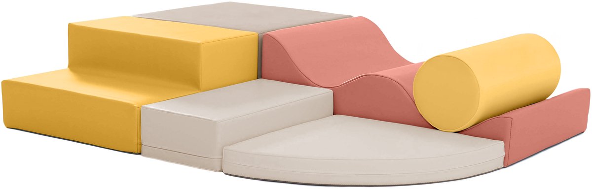 IGLU Soft Play Set - Explorer - Yellow Pink - foam blokken 6 stuks - zachte bouwblokken voor kinderen