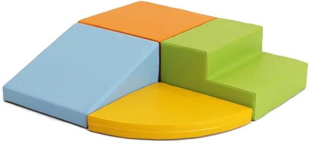 Soft Play foam speelset Crawler lichte kleuren - Soft Play schuimblokken set - foam blokken set met glijbaan