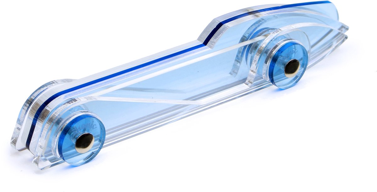 Ikonic Toys - Modelauto - Lucite Car No4 - Small - Blauw - Gerecycled acryl - Art-Deco stijl